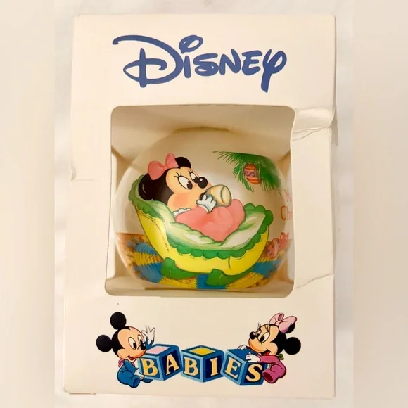Baby Mickey Minnie Christmas Ornament Vintage 1984 Disney Babies Goebel BOX - Picture 3 of 7